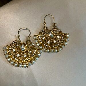 Indian Earrings gold and while pearls